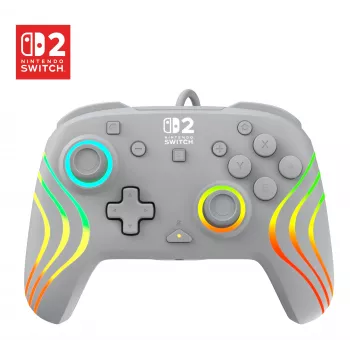 Comando de jogos RGB com fios Turtle Beach Afterglow Wave cinzento – USB-C, cabo de 3 m, para Nintendo Switch / Switch 2 / Switch OLED