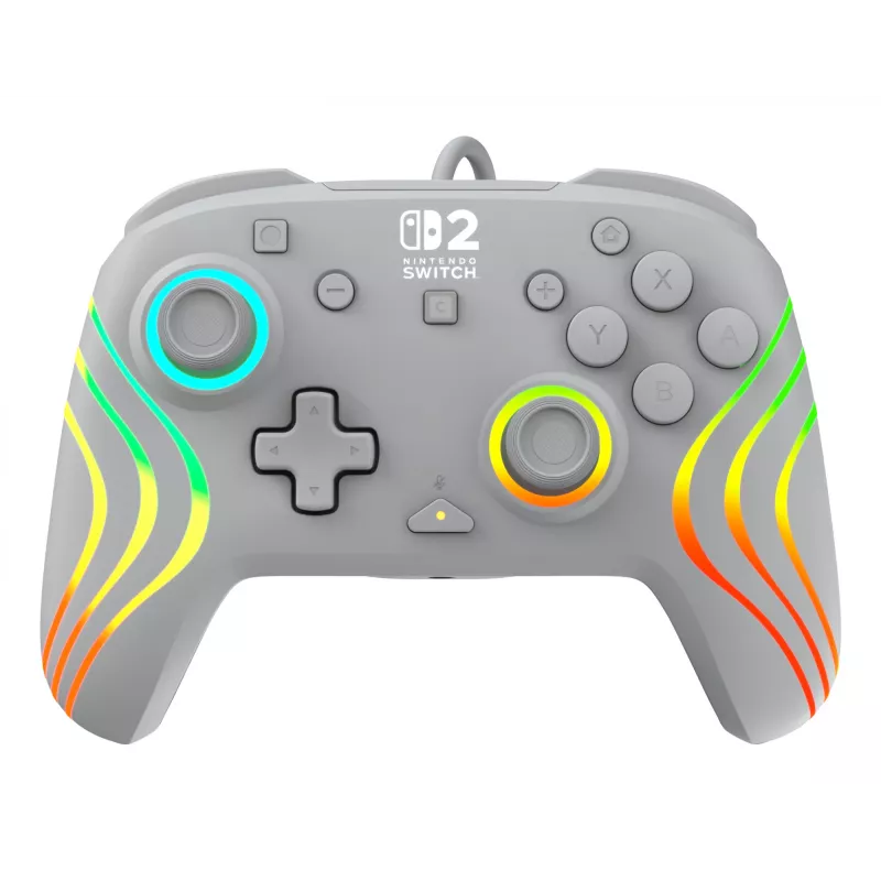 Comando de jogos RGB com fios Turtle Beach Afterglow Wave cinzento – USB-C, cabo de 3 m, para Nintendo Switch / Switch 2 / Switch OLED