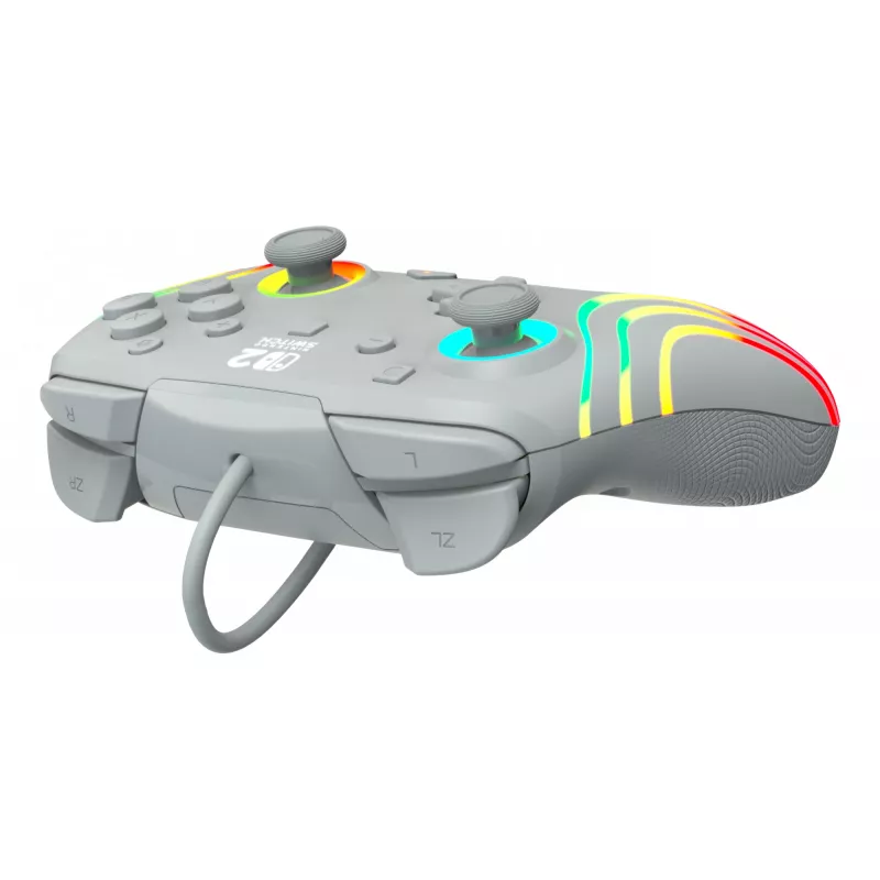 Comando de jogos RGB com fios Turtle Beach Afterglow Wave cinzento – USB-C, cabo de 3 m, para Nintendo Switch / Switch 2 / Switch OLED