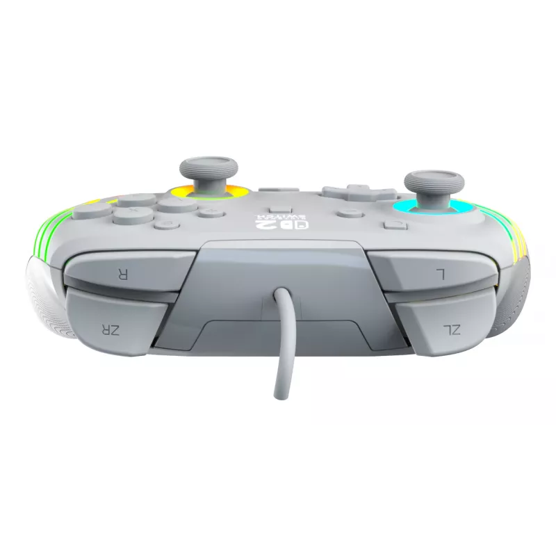 Comando de jogos RGB com fios Turtle Beach Afterglow Wave cinzento – USB-C, cabo de 3 m, para Nintendo Switch / Switch 2 / Switch OLED