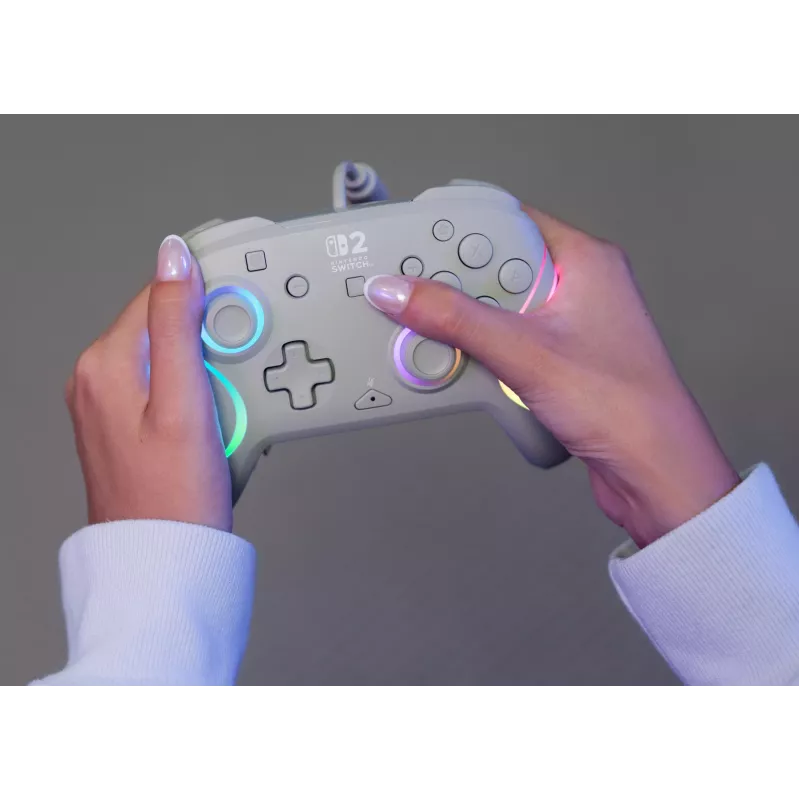 Comando de jogos RGB com fios Turtle Beach Afterglow Wave cinzento – USB-C, cabo de 3 m, para Nintendo Switch / Switch 2 / Switch OLED