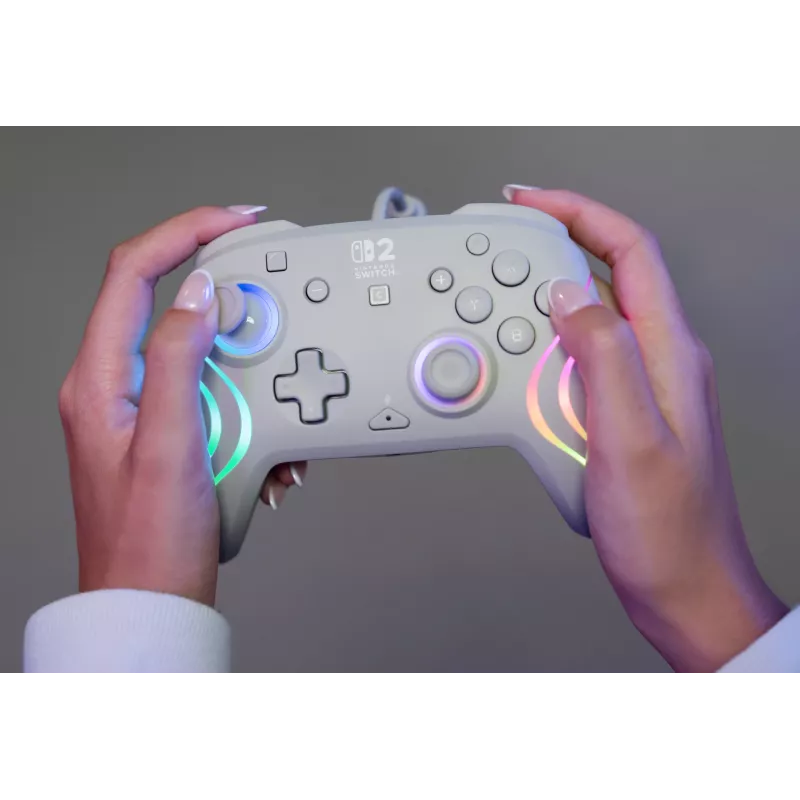 Comando de jogos RGB com fios Turtle Beach Afterglow Wave cinzento – USB-C, cabo de 3 m, para Nintendo Switch / Switch 2 / Switch OLED