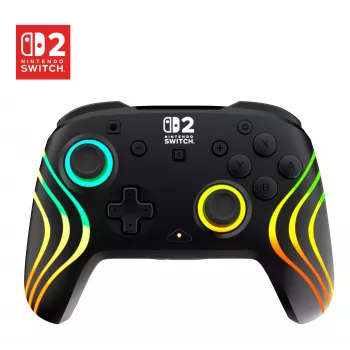 Comando de jogos RGB sem fios Turtle Beach Afterglow Wave preto para Nintendo Switch 2 — Bluetooth/USB-C, bateria integrada 20 h, cabo de 3 m