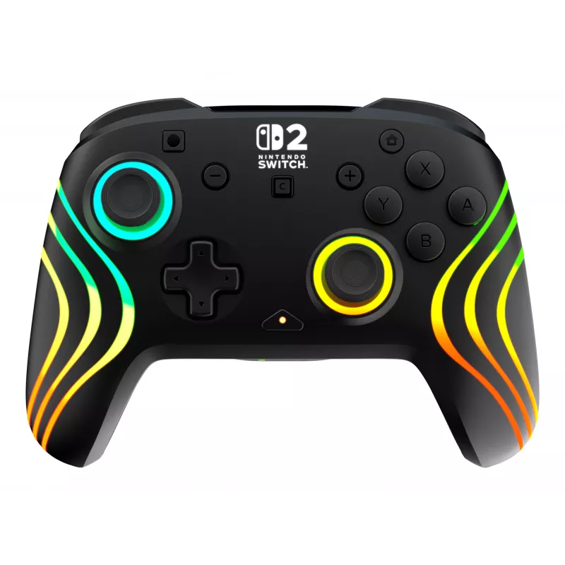 Comando de jogos RGB sem fios Turtle Beach Afterglow Wave preto para Nintendo Switch 2 — Bluetooth/USB-C, bateria integrada 20 h, cabo de 3 m