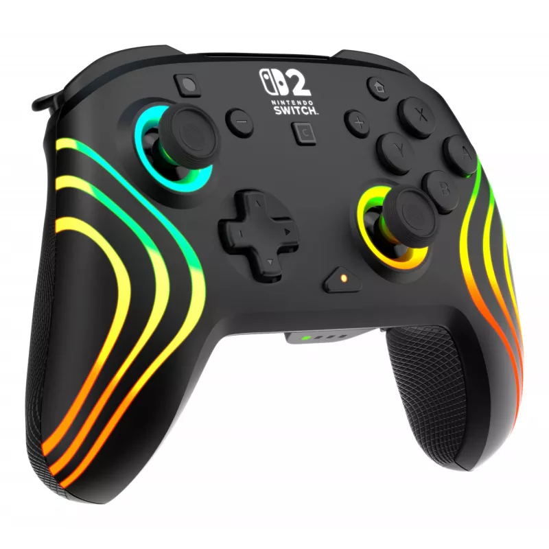 Comando de jogos RGB sem fios Turtle Beach Afterglow Wave preto para Nintendo Switch 2 — Bluetooth/USB-C, bateria integrada 20 h, cabo de 3 m