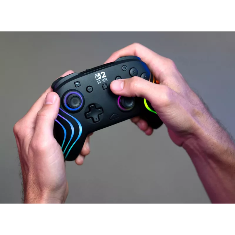 Comando de jogos RGB sem fios Turtle Beach Afterglow Wave preto para Nintendo Switch 2 — Bluetooth/USB-C, bateria integrada 20 h, cabo de 3 m