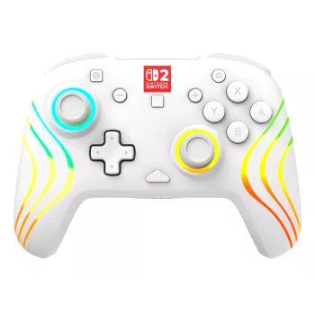 Comando de jogos RGB sem fios Turtle Beach Afterglow Wave branco para Nintendo Switch 2, Bluetooth/USB-C, bateria integrada 20 h, cabo de 3 m