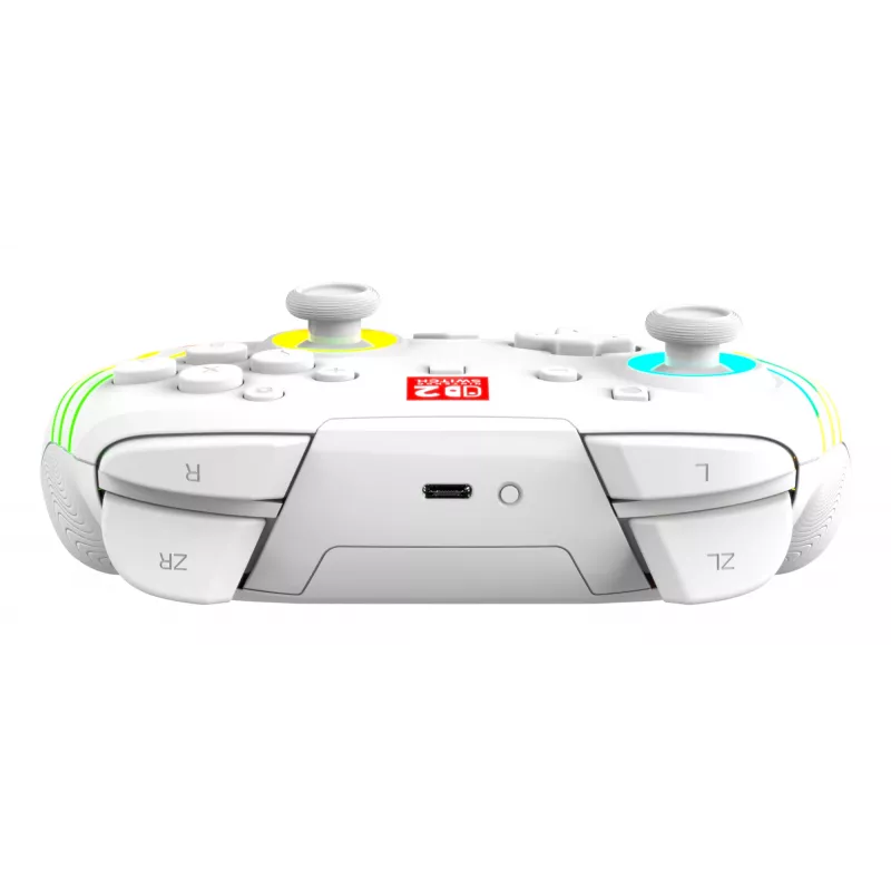Comando de jogos RGB sem fios Turtle Beach Afterglow Wave branco para Nintendo Switch 2, Bluetooth/USB-C, bateria integrada 20 h, cabo de 3 m