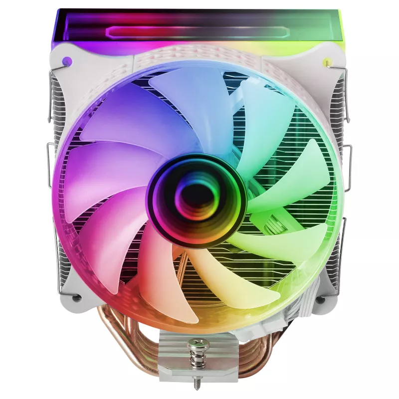 Mars Gaming MCPU-VR White Dissipador de CPU Dual Infinity Mirror ARGB 4 HCT Heatpipes 180W TDP Ventoinha PWM 12cm Ultra-silenciosa