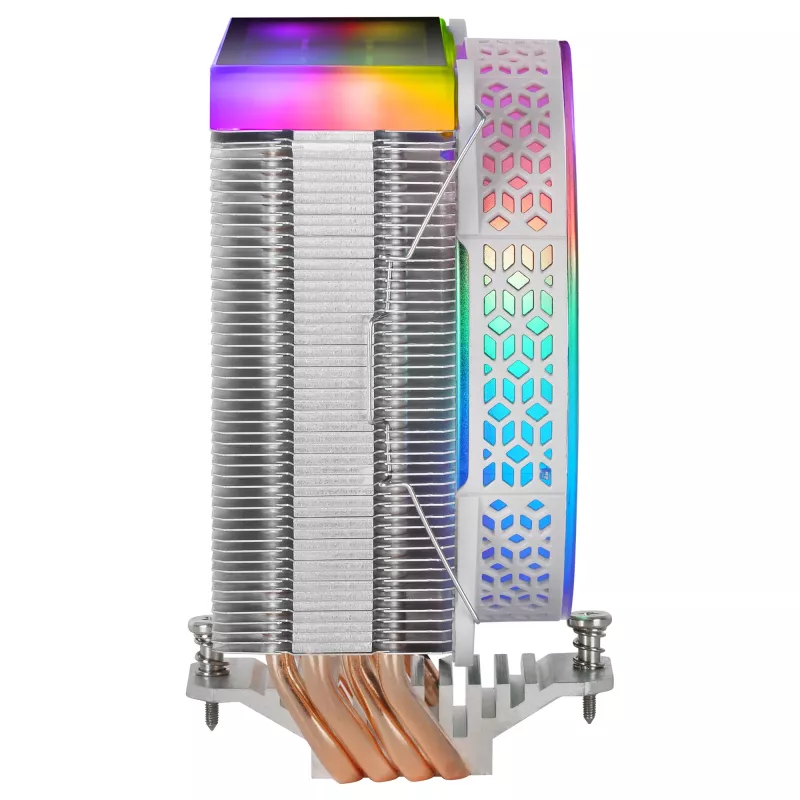 Mars Gaming MCPU-VR White Dissipador de CPU Dual Infinity Mirror ARGB 4 HCT Heatpipes 180W TDP Ventoinha PWM 12cm Ultra-silenciosa