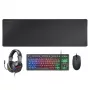 Combo de gaming 4-em-1 Mars Gaming MCP-RGB3, com fios, USB, membrana, LED RGB, preto, rato incluído