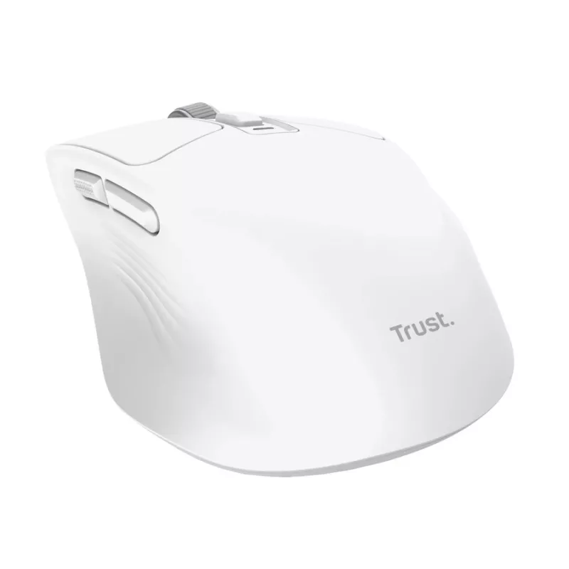 Rato de escritório sem fios para destros TRUST Niven – RF + Bluetooth, 3200 DPI, 7 botões, roda de scroll, branco