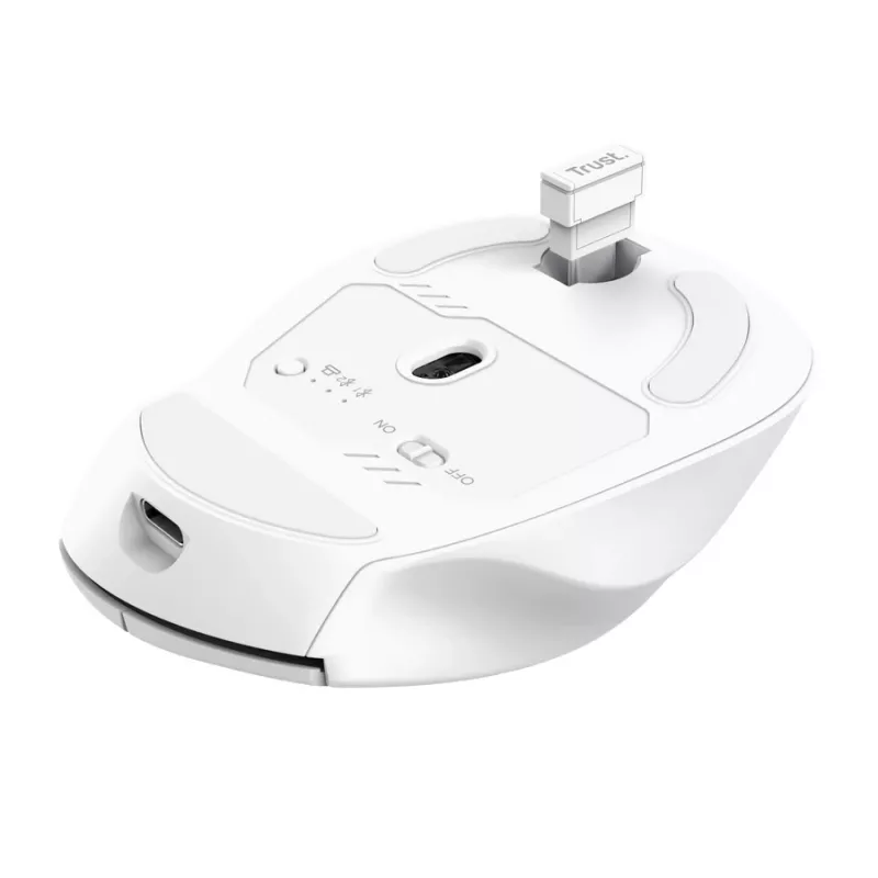 Rato de escritório sem fios para destros TRUST Niven – RF + Bluetooth, 3200 DPI, 7 botões, roda de scroll, branco