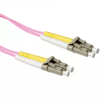 Cabo de patch de fibra ótica ACT 0,25 m LSZH Multimodo 50/125 OM4 Duplex com fichas LC