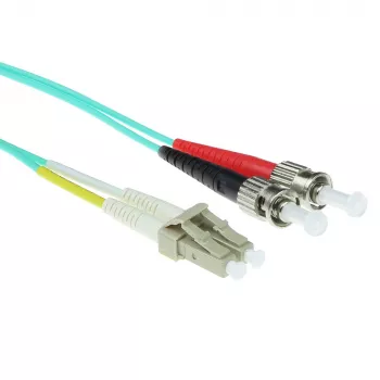 Cabo de patch de fibra ótica ACT 1,5 metros LSZH Multimodo 50/125 OM3 Duplex com fichas LC e ST