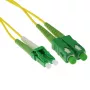 Cabo de patch de fibra ótica ACT 3 metros LSZH Monomodo 9/125 OS2 Duplex com fichas LC/APC8 e SC/APC8