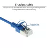 Cabo de patch slimline ACT azul 1,5 m LSZH U/FTP CAT6A para centro de dados com proteção das patilhas e fichas RJ45