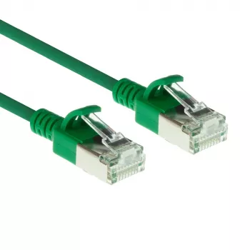 Cabo de patch slimline ACT verde 2 metros LSZH U/FTP CAT6A para centro de dados com fichas RJ45 snagless