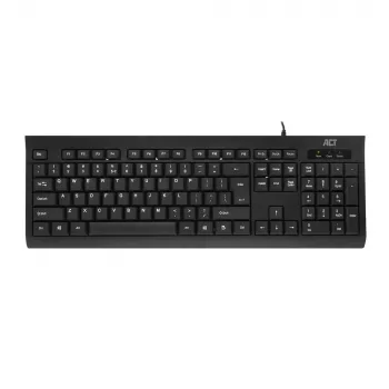 Teclado de escritório ACT USB (layout Qwerty/US), Full-Size (100 %), com fio, USB, membrana, QWERTY, preto