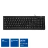 Teclado de escritório ACT USB (layout Qwerty/US), Full-Size (100 %), com fio, USB, membrana, QWERTY, preto