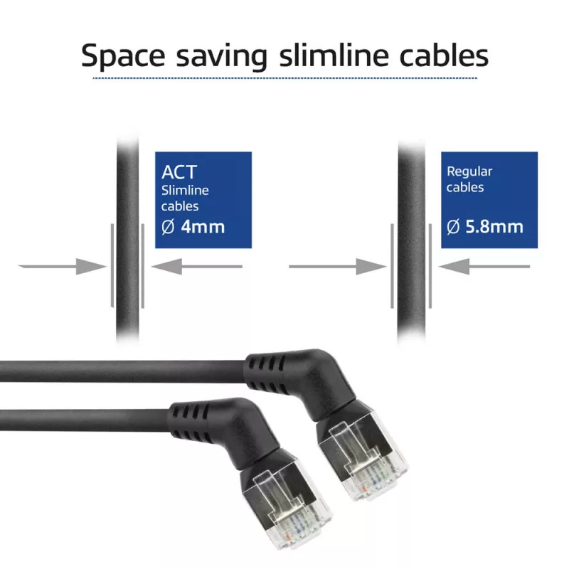 Cabo de rede ACT DD1903 Cat6 U/FTP (STP) preto, 3 m, RJ-45 para RJ-45, contactos dourados