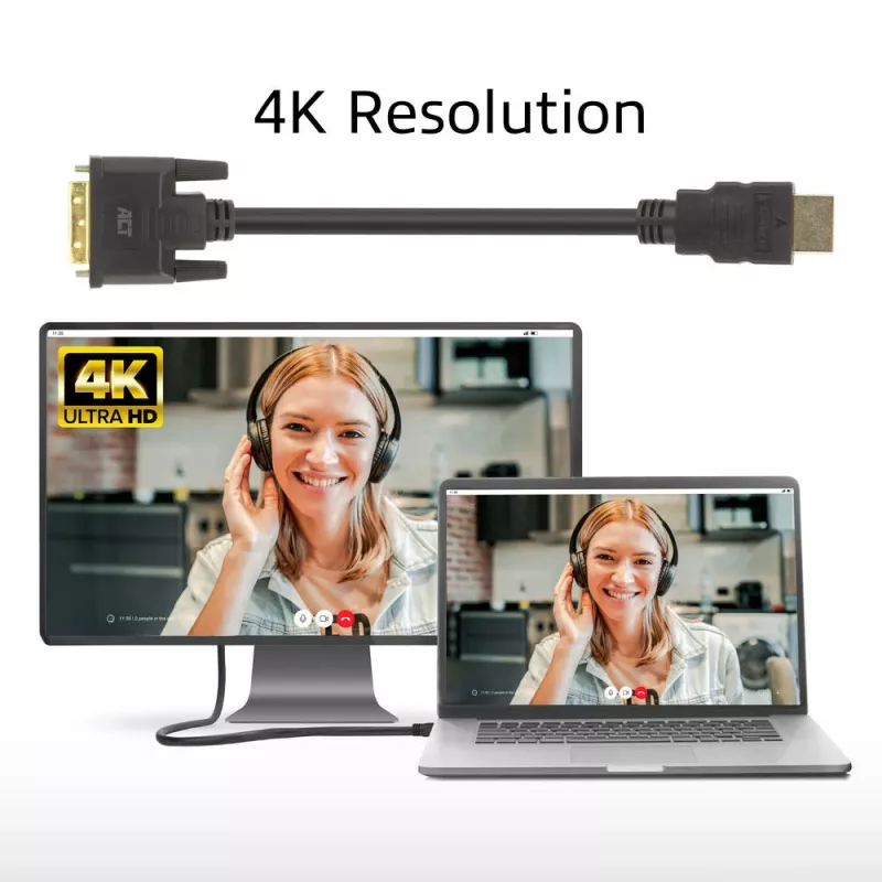 Adaptador de cabo de vídeo ACT AK3736 3 m HDMI Type-A (Standard) DVI-D preto