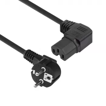 Cabo de alimentação ACT ficha CEE 7/7 (angular) - C15 (angular) IEC60320 preto 2 m