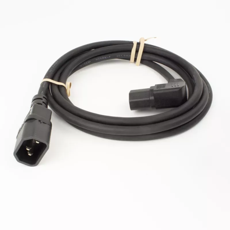 Cabo de alimentação ACT C14–C15 angular à direita IEC60320 preto 1,2 m H05RN-F 10 A 250 V
