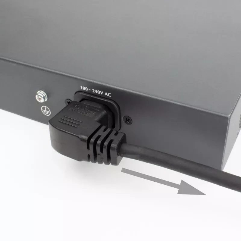 Cabo de alimentação ACT C14 para C15 angular IEC60320 preto 2 m H05RN-F 10 A 250 V