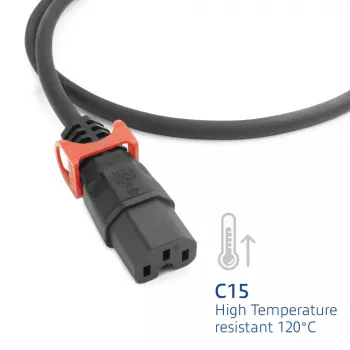 Cabo de alimentação ACT C14 IEC Lock+ Dual Locking - C15 IEC Lock+ preto 2 m, PC3872