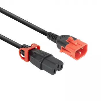 Cabo de alimentação ACT C14 IEC Lock+ Dual Locking - C15 IEC Lock+ preto 3 m, PC3876