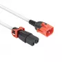 Cabo de alimentação ACT C14 IEC Lock+ Dual Locking - C15 IEC Lock+ branco 3 m, PC3879