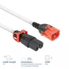 Cabo de alimentação ACT C14 IEC Lock+ Dual Locking - C15 IEC Lock+ branco 3 m, PC3879