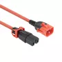 Cabo de alimentação ACT C14 IEC Lock+ Dual Locking para C15 IEC Lock+ vermelho, 3 m, 250 V 10 A