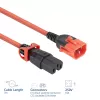 Cabo de alimentação ACT C14 IEC Lock+ Dual Locking para C15 IEC Lock+ vermelho, 3 m, 250 V 10 A