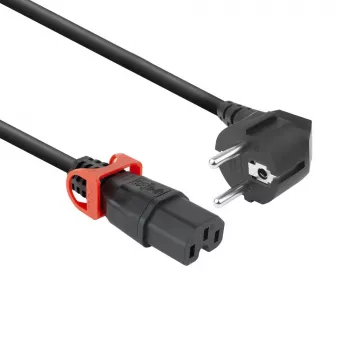 Cabo de alimentação ACT ficha CEE 7/7 (angular) - C15 IEC Lock+ preto 1 m, EL603S