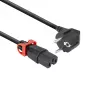 Cabo de alimentação ACT CEE 7/7 (angular) para IEC C15 Lock+ preto, 3 m, 10 A, 250 V