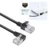 Cabo de rede ACT preto 1 m U/FTP CAT6A LSZH Slimline com fichas RJ45 90° angular esquerda para reto