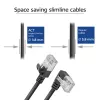 Cabo de rede ACT preto 0,15 m U/FTP CAT6A LSZH Slimline com fichas RJ45, 90° angular esquerda para reto
