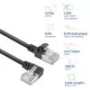 Cabo de rede ACT preto 1,5 m U/FTP CAT6A LSZH Slimline com fichas RJ45, 90° angular esquerda para reto