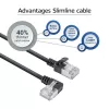 Cabo de rede ACT preto 0,25 metros U/FTP CAT6A LSZH Slimline com fichas RJ45 90° angular esquerda para reto