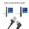 Cabo de rede ACT preto 1 m U/FTP CAT6A LSZH Slimline com fichas RJ45 90° angular direita para reto