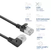 Cabo de rede ACT preto 2 m U/FTP CAT6A LSZH Slimline com fichas RJ45, 90° angular direita para reto