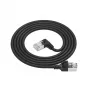 Cabo de rede ACT preto 1,5 m U/FTP CAT6A LSZH Slimline com fichas RJ45 90° angular direita para reto