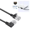 Cabo de rede ACT preto 1,5 m U/FTP CAT6A LSZH Slimline com fichas RJ45 90° angular direita para reto