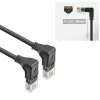 Cabo de rede ACT preto 1 metro U/UTP CAT6A LSZH Slimline com fichas RJ45 90° angular para baixo a 90° angular para baixo
