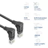 Cabo de rede ACT preto 5 metros U/UTP CAT6A LSZH Slimline com fichas RJ45 90° angular para baixo a 90° angular para baixo