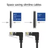 Cabo de rede ACT preto 5 metros U/UTP CAT6A LSZH Slimline com fichas RJ45 90° angular para baixo a 90° angular para baixo