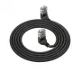 Cabo de rede ACT preto 0,5 metros U/UTP CAT6A LSZH Slimline com fichas RJ45 90° angular para cima a 90° angular para cima
