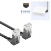 Cabo de rede ACT preto 3 metros U/UTP CAT6A LSZH Slimline com fichas RJ45 90° angular para cima a 90° angular para cima
